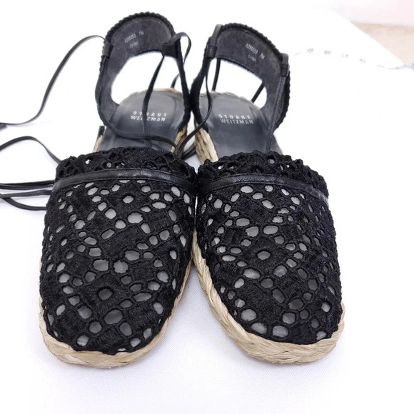 Stuart Weitzman Espadrilles Patterned Eyelet 7M - Picture 3 of 11